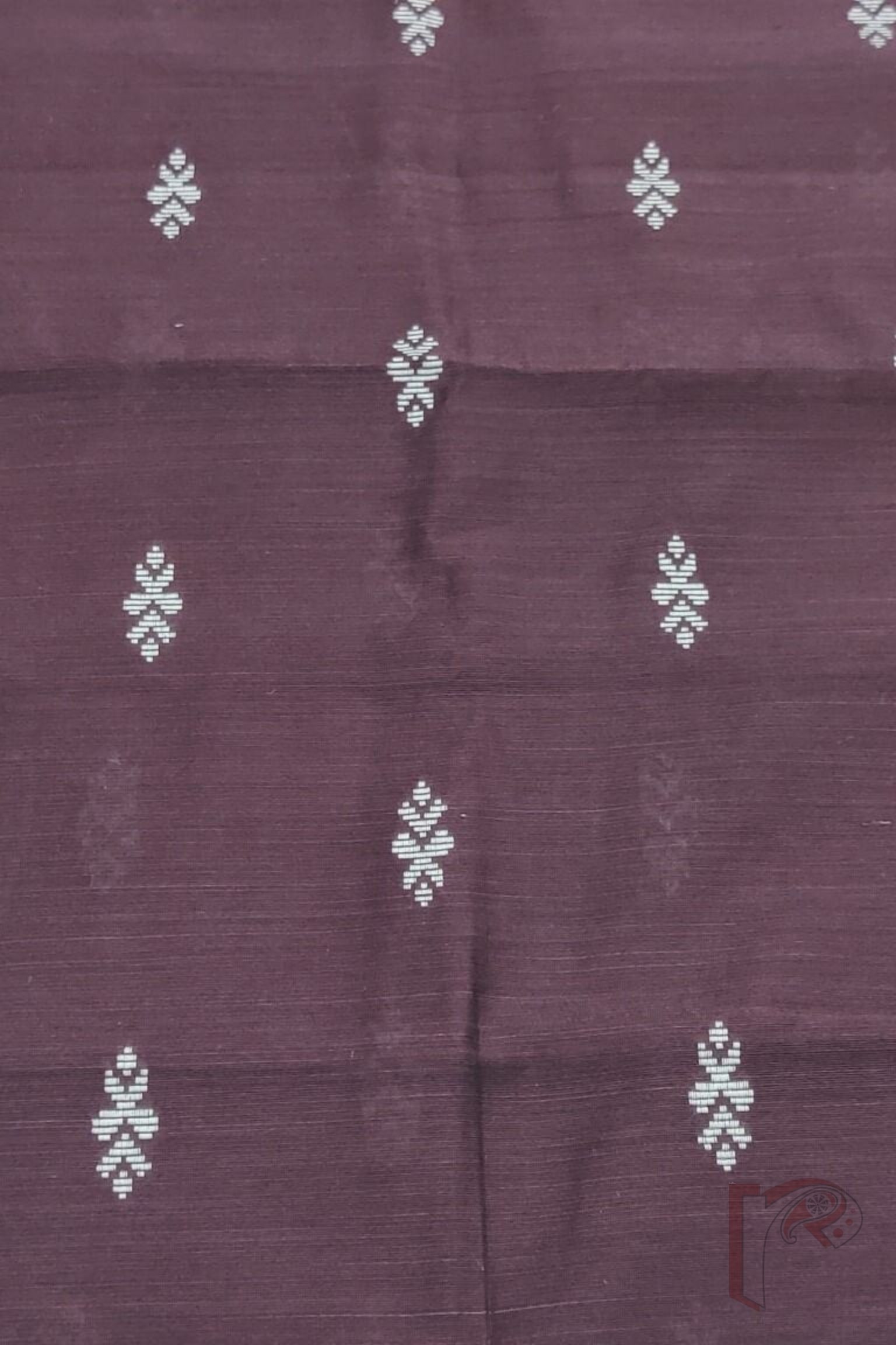 Coffee Brown Raw Silk Blouse with Arrow Motifs in Cream - Image 3