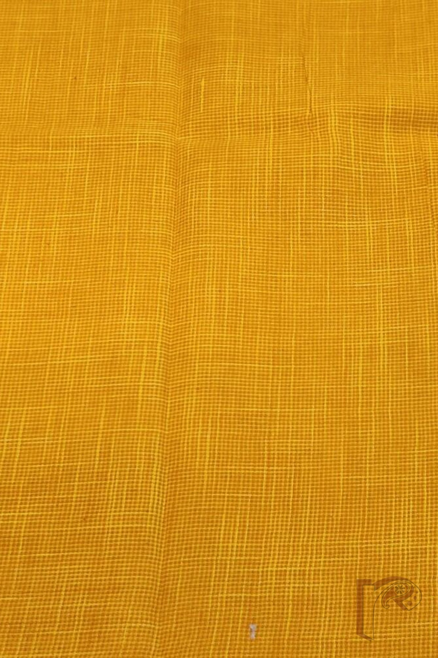 Bright Orange and Yellow Double Thread Plain Mangalgiri Cotton Blouse Fabric - Image 3