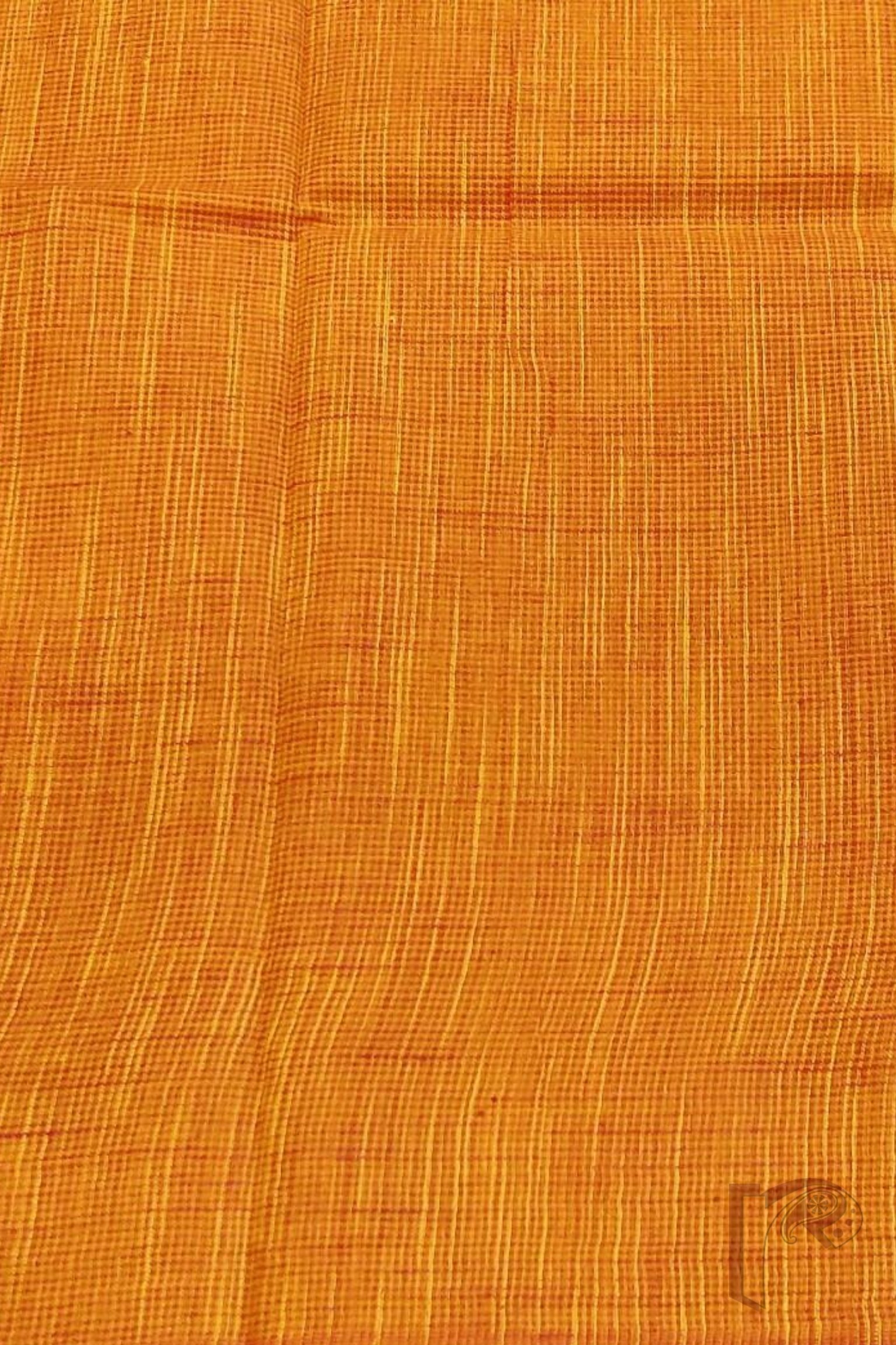 Bright Orange Mangalgiri Cotton Blouse with Self-Check Double Thread Weave - Image 3