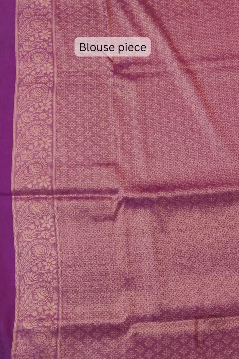 Mulberry Marvel – Maroon Zari Jal Woven Mulberry Silk Saree with Floral Motif Blouse - Image 8