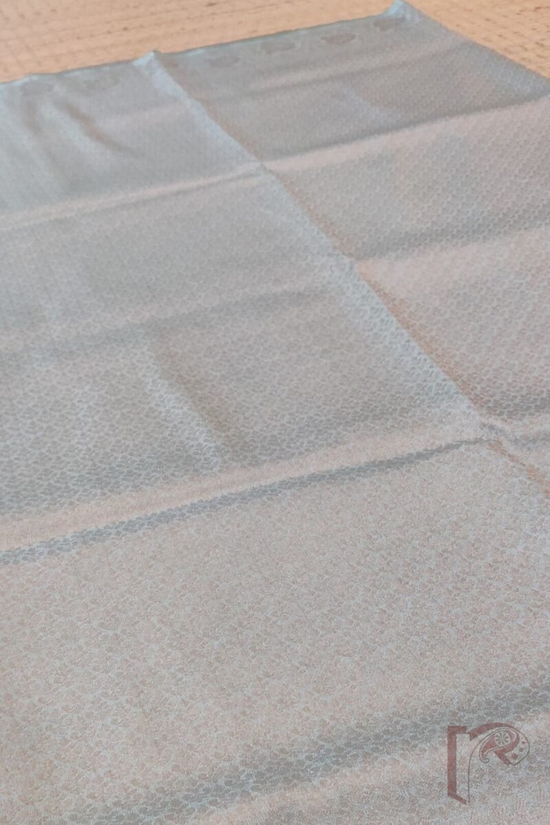 Mulberry Marvel – Pastel Sea Green Zari Jal Woven Mulberry Silk Saree with Dot Motif Blouse - Image 6