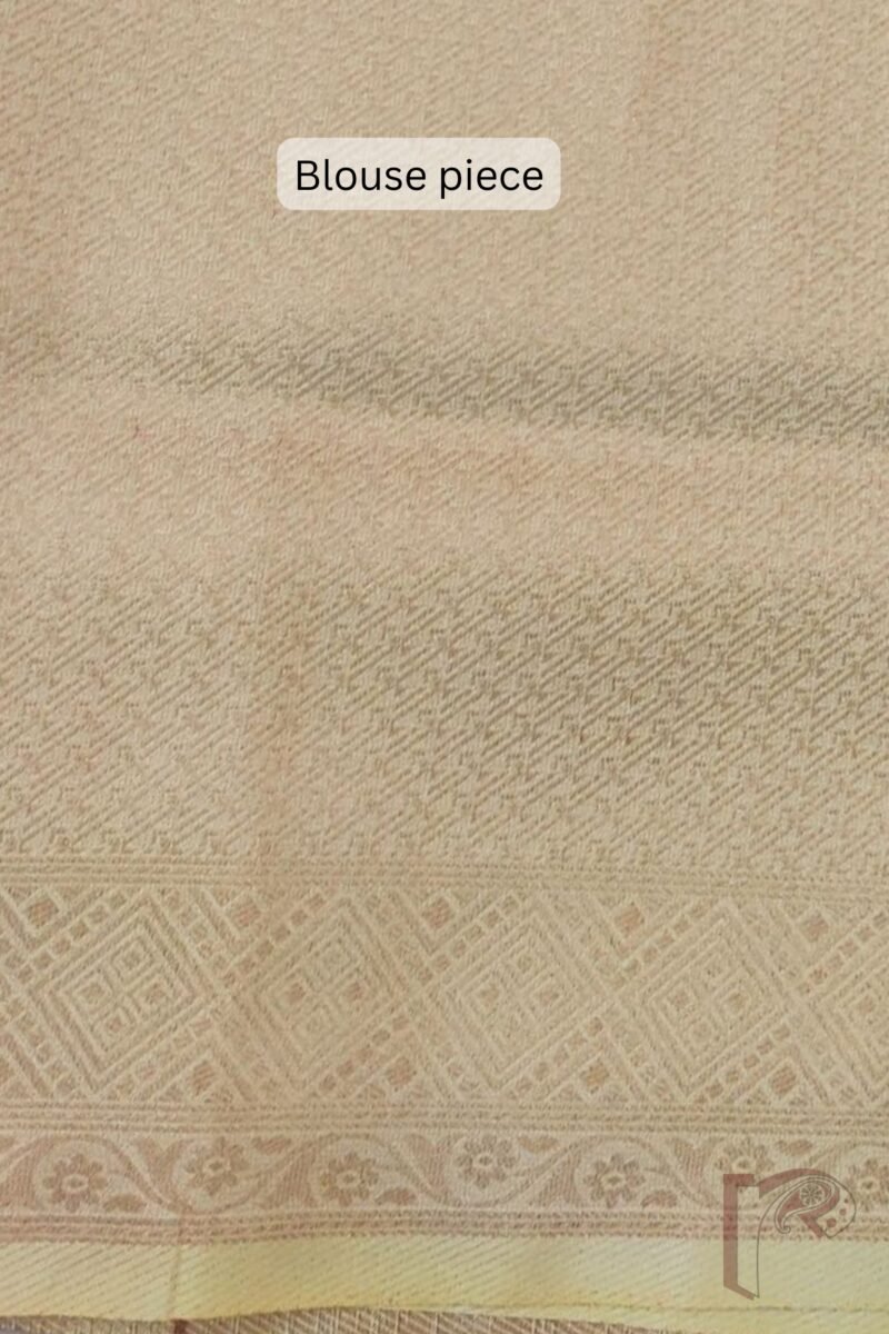 Mulberry Marvel – Light Yellow Zari Jal Woven Mulberry Silk Saree with Floral Motif Blouse - Image 8