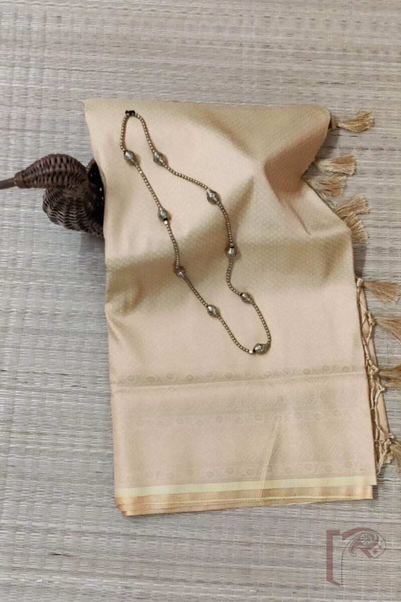 Mulberry Marvel – Light Yellow Zari Jal Woven Mulberry Silk Saree with Floral Motif Blouse