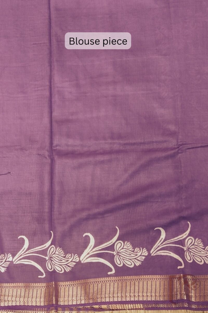 Ketia Kriti – Purple Ketia Silk Saree with Floral Creeper and Square Motifs - Image 8