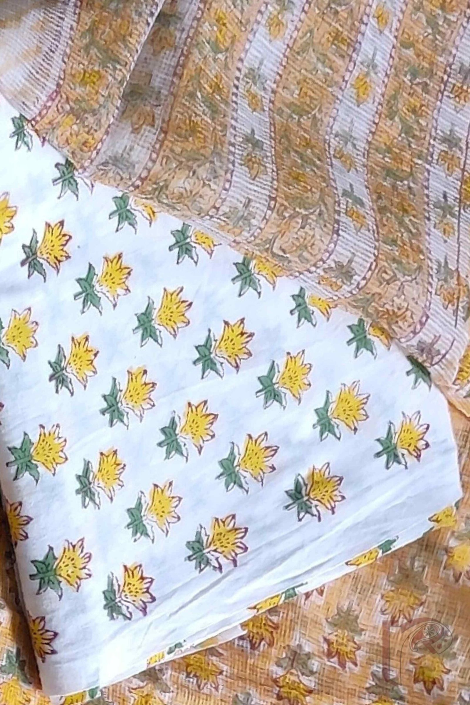 Suit stories – Yellow & White Floral Kota Cotton Suit Set - Image 4