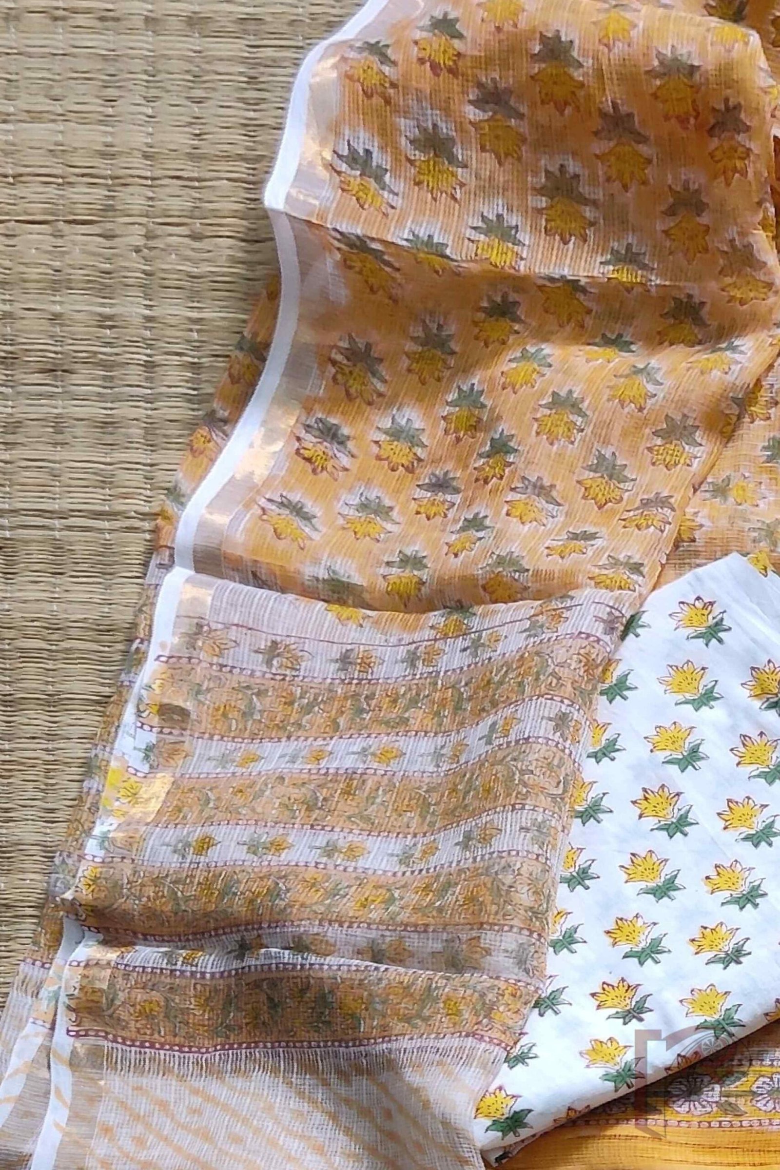 Suit stories – Yellow & White Floral Kota Cotton Suit Set - Image 5