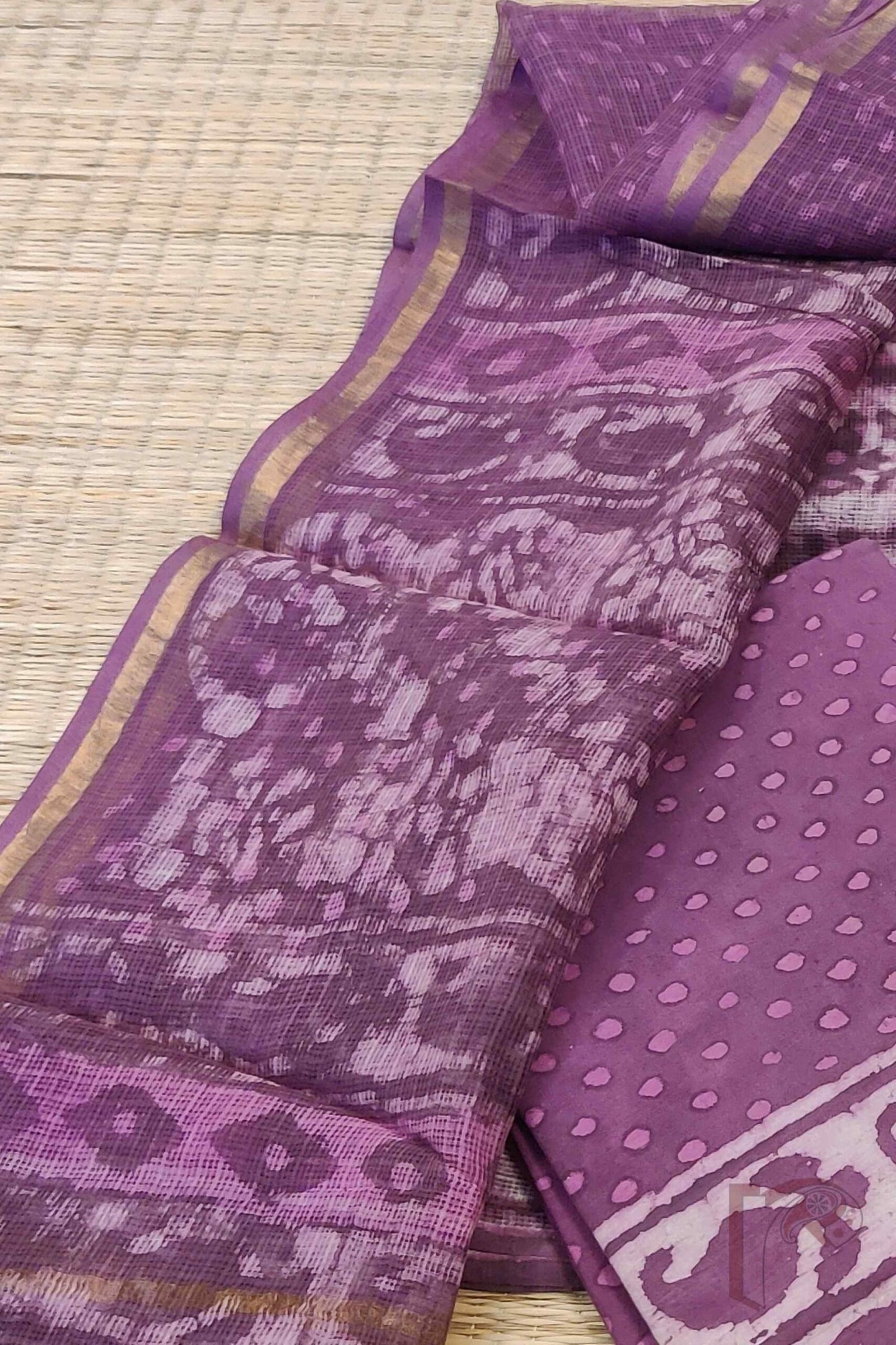 Suit stories – Purple & Pink Ajrakh-Style Shaded Kota Suit Set - Image 4