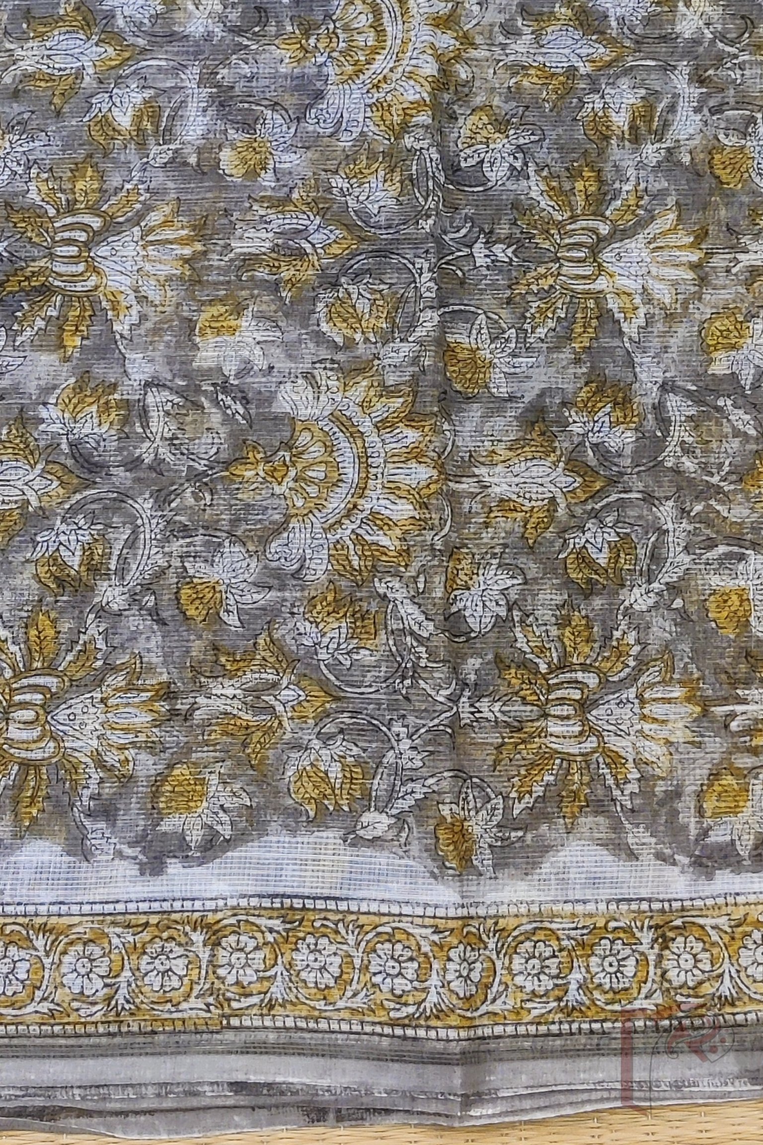 Suit stories – Brownish Grey Ajrakh Motif Kota Cotton Suit Set - Image 5