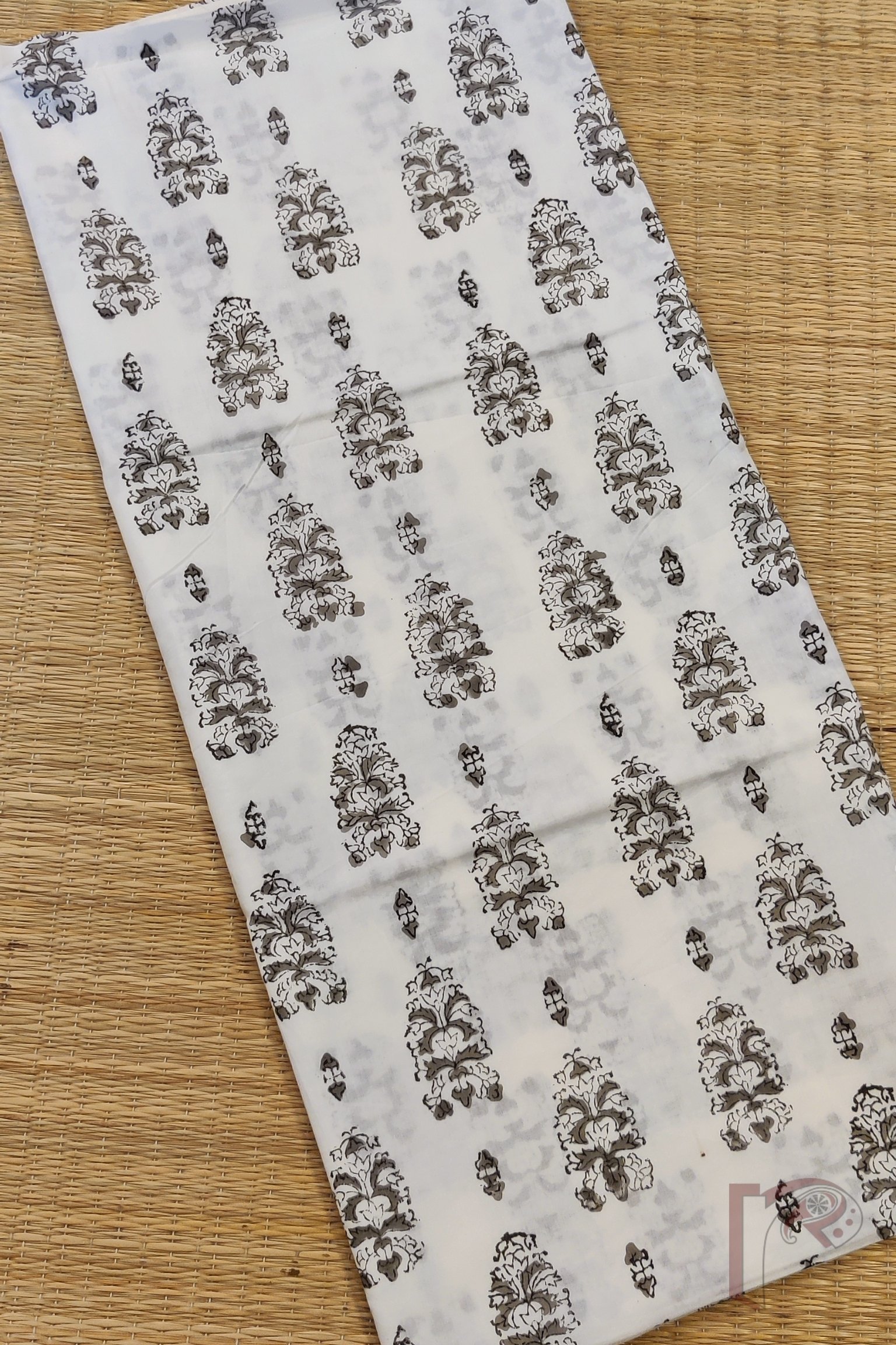 Suit stories – Brownish Grey Ajrakh Motif Kota Cotton Suit Set - Image 6