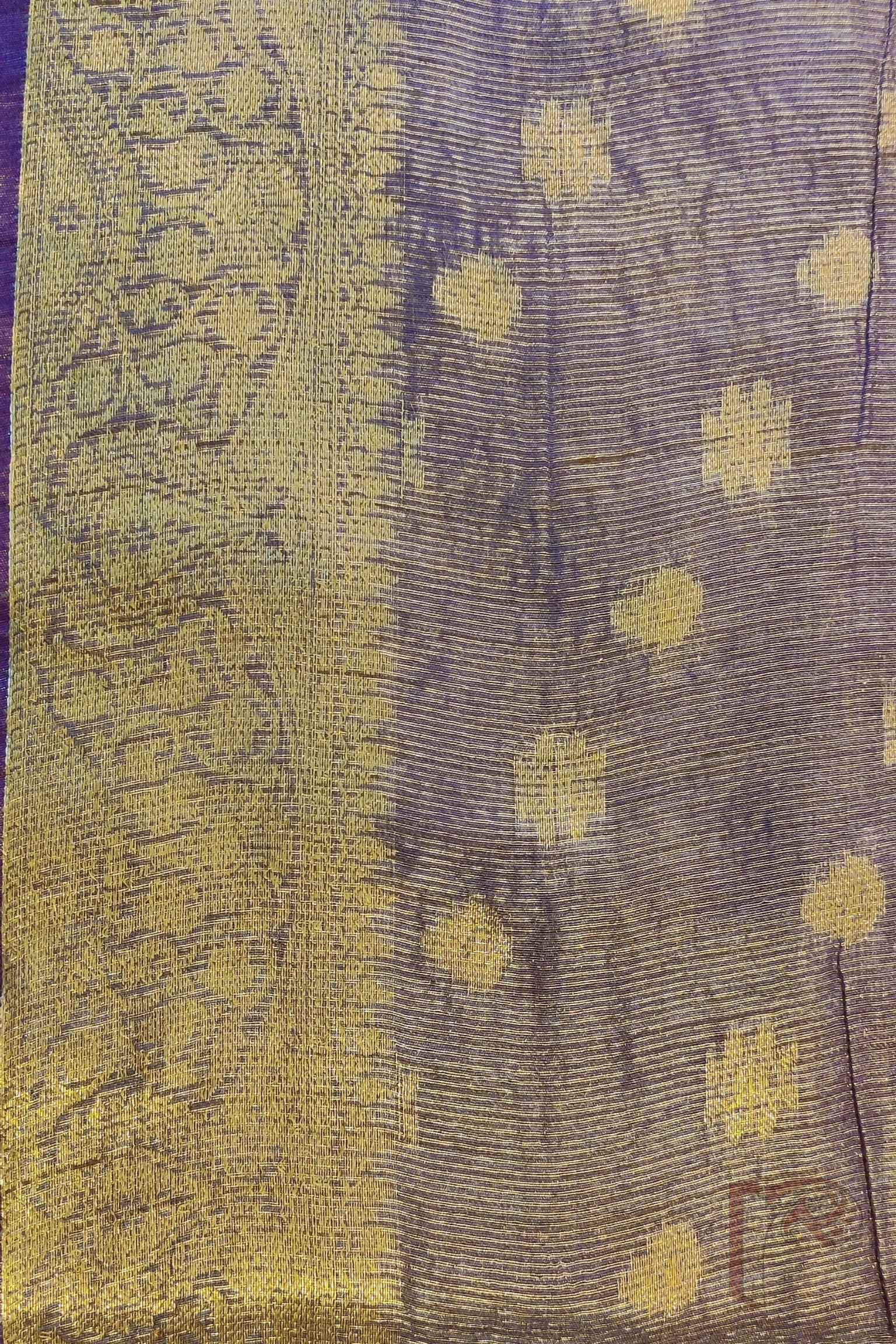 Tussar Tales - Purple Semi Munga Tussar Silk Saree with Golden Jacquard Pallu and Motif Weave - Image 3