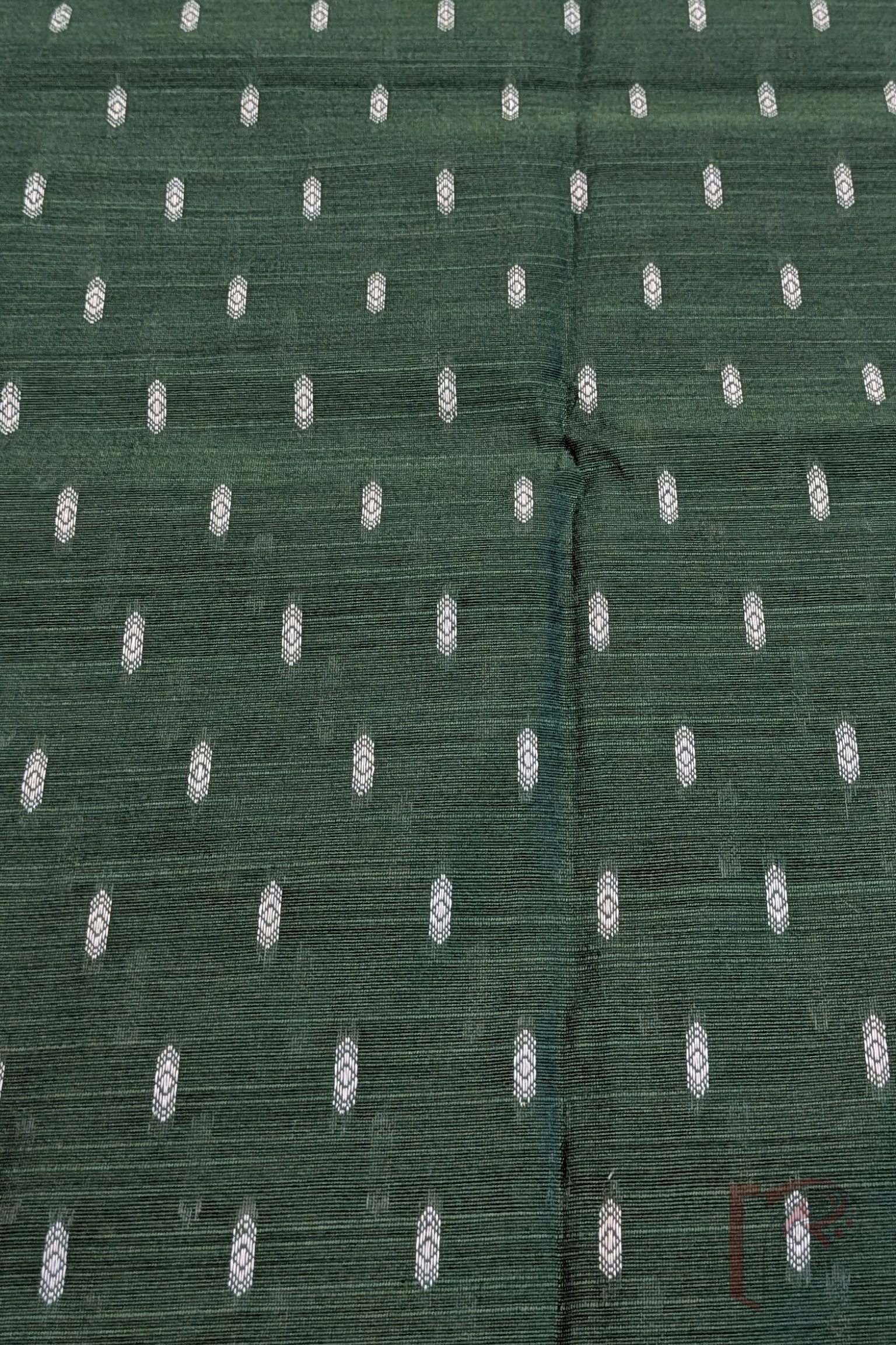 Mehndi Green Cotton Silk Machine Weave Unstitched Blouse Piece with Cream Diamond Motifs - Image 4