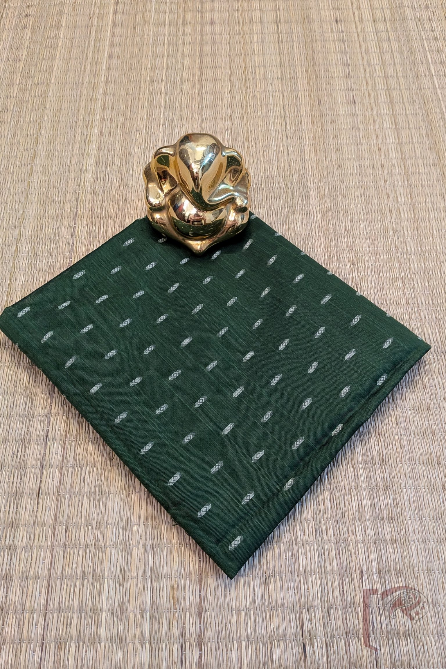 Mehndi Green Cotton Silk Machine Weave Unstitched Blouse Piece with Cream Diamond Motifs