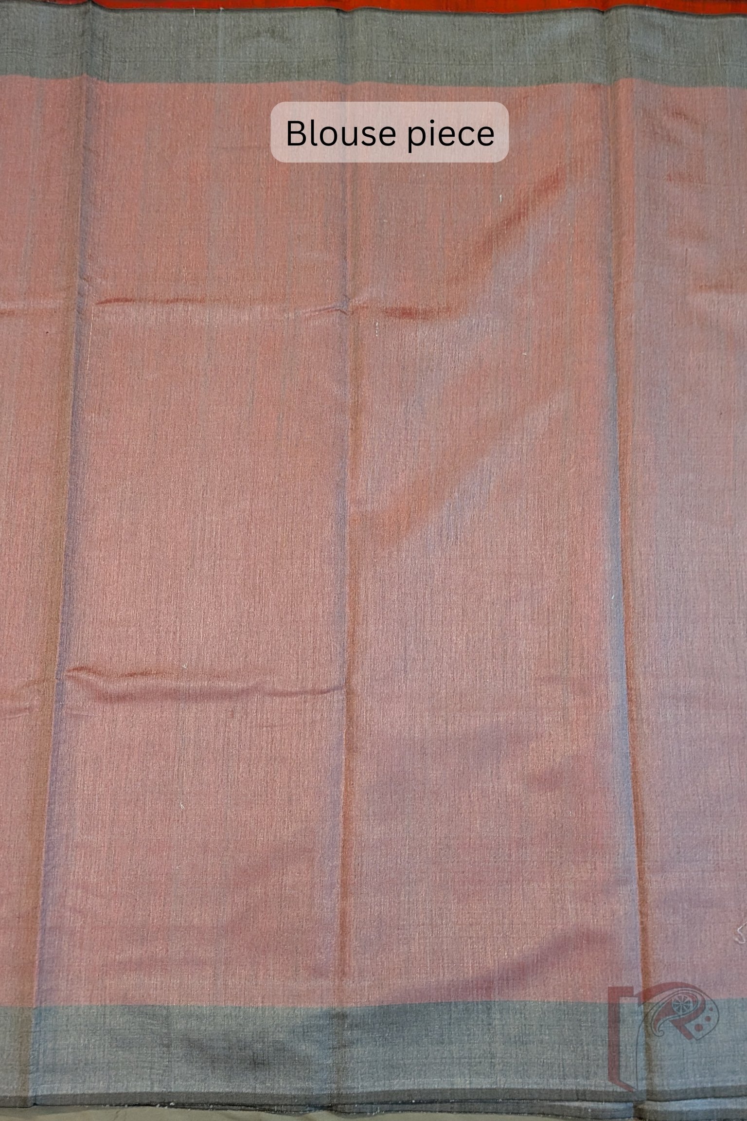 Tussar Tales - Bright Red Raw Silk Tussar Saree with Grey Temple Border and Gold Check Pallu - Image 11