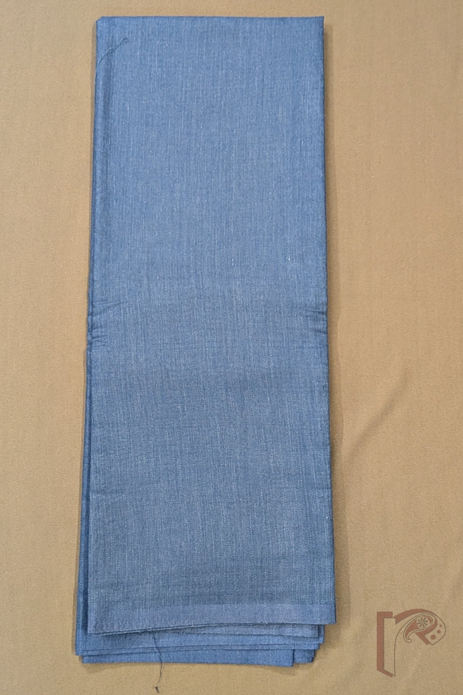 Suit Stories – Navy Blue Cotton Silk Banarasi Suit Material with Honeycomb Weave & Gold Polki Dot Dupatta - Image 4