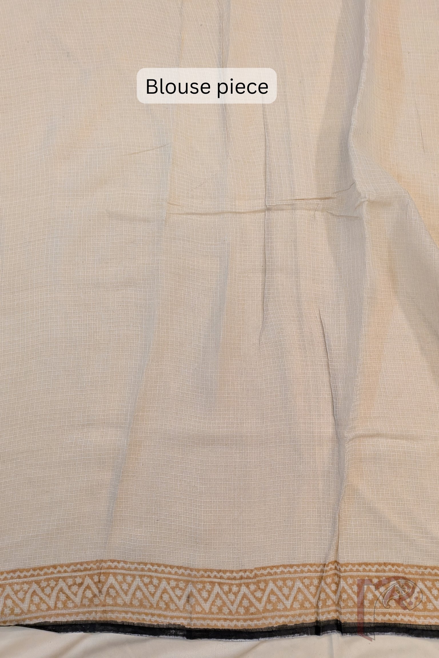 Kota Katha – Black Kota Cotton Saree with Fan Flower Motifs and Beige Parallel Print Pallu - Image 8