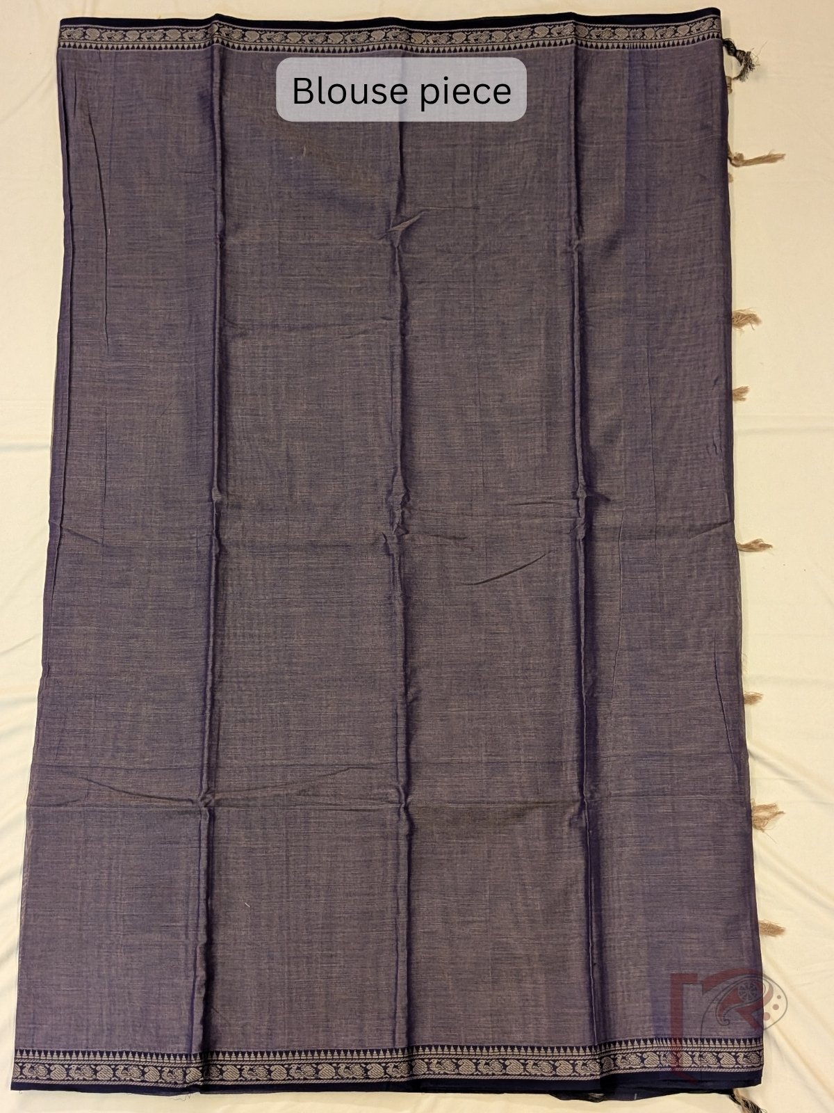 Ilkal Heritage - Purple Mercerized Cotton Ilkal Saree with Dark Purple Selvage and Beige Striped Pallu - Image 9