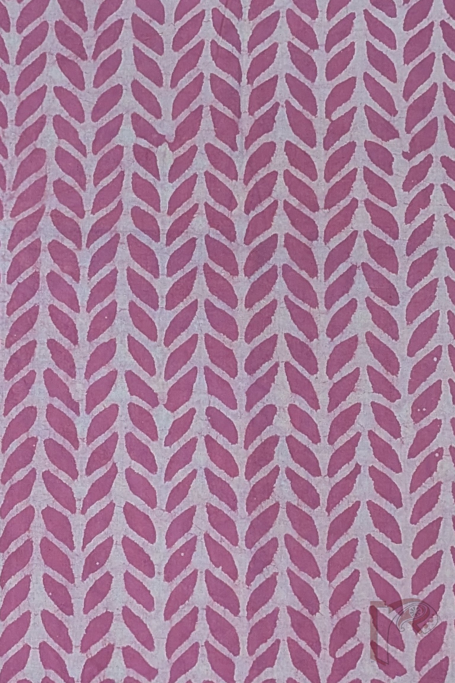 Suit stories – Dull Pink & Cream Leaf Pattern V-Line Mulmul Cotton Suit Set with Plain Bottom - Image 4