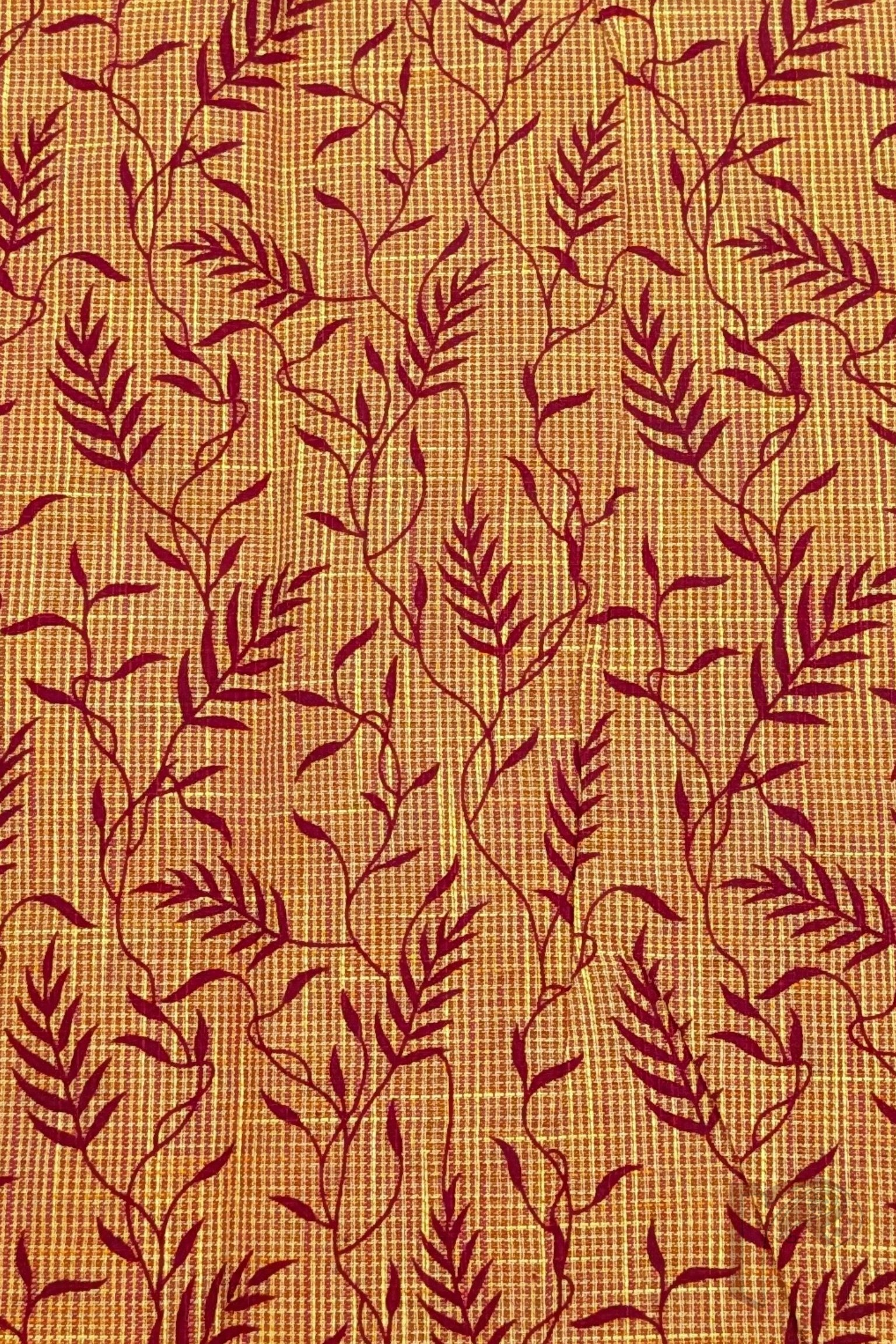 Orange South Cotton Blouse with Maroon Winding Stem and Leaf Print - Image 3