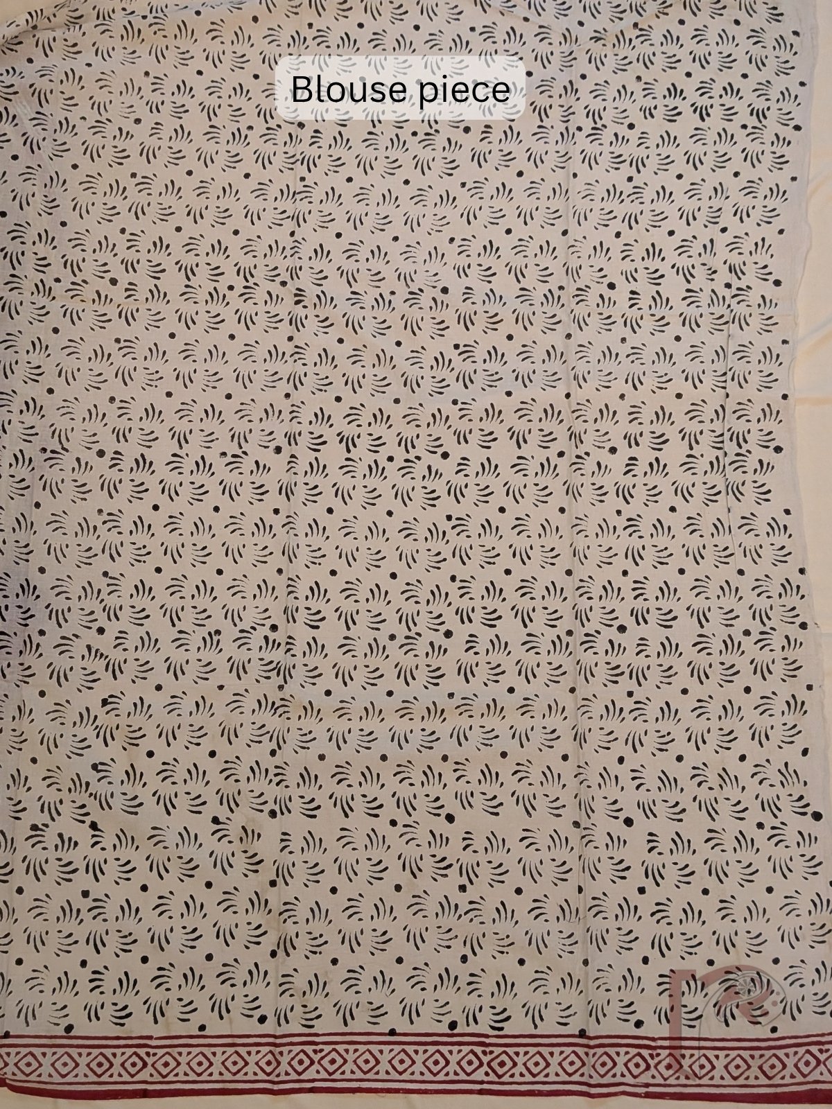 Mulmul Muse – Cream Mul Cotton Saree with Black Box Stripe Print and Rust Mustard Panel Pallu - Image 7