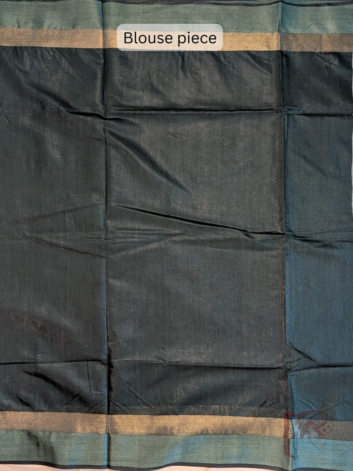 Banarasi Bloom: Bottle Green Katan Silk Saree with Light Green Herringbone Border and Gold Paithani Style - Image 9