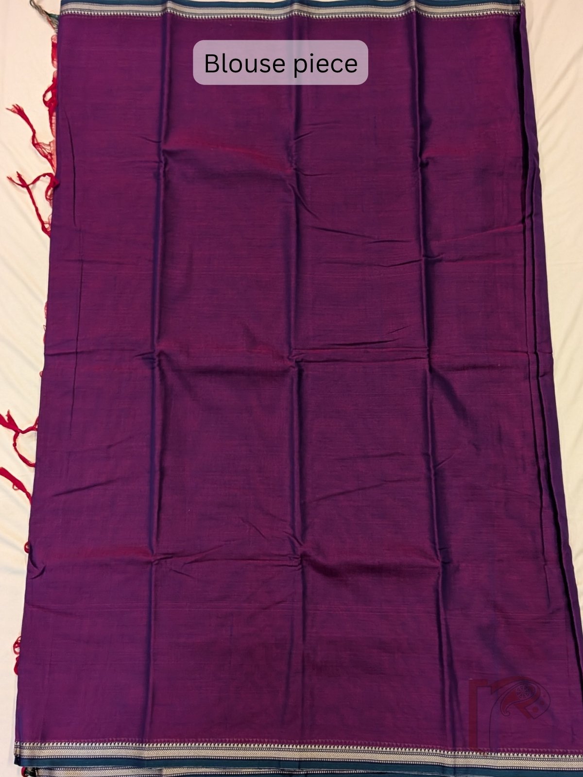 Ilkal Heritage - Double Shaded Purple Mercerized Cotton Ilkal Handloom Saree with Green Selvage and Orange Striped Pallu - Image 8