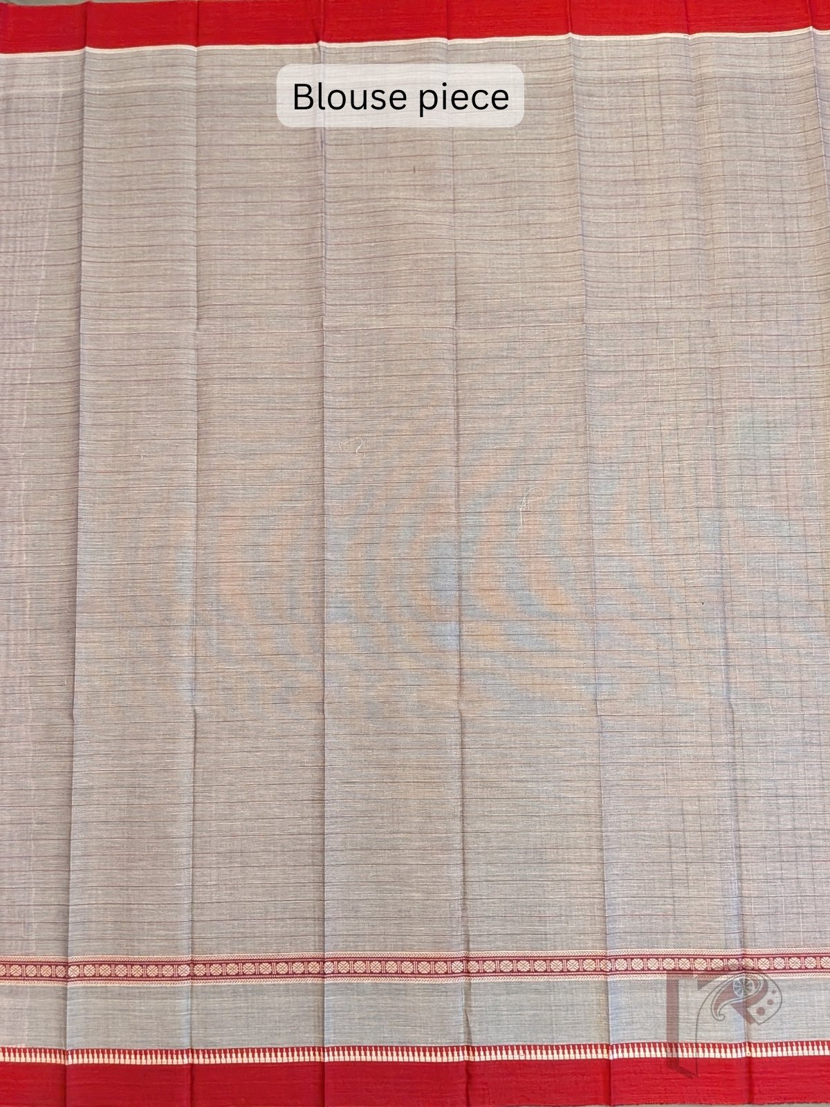 Cotton Chronicles: Grey Handloom Narayanpet Cotton Saree with Pink Striped Pallu and Red Temple Border - Image 8