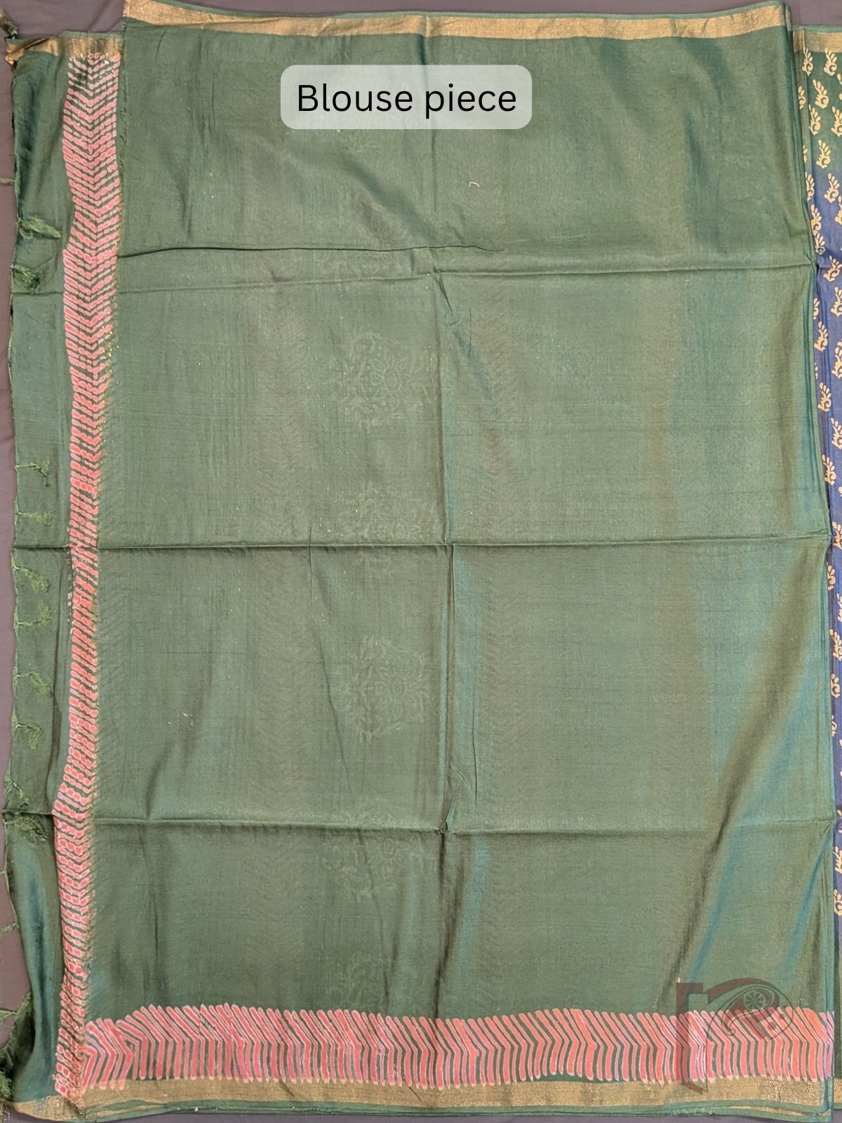 Jayshree Jiva - Slate Grey and Dark Sage Green Ombre Cotton Silk Saree with Floral Border and Sequined Pallu - Image 8