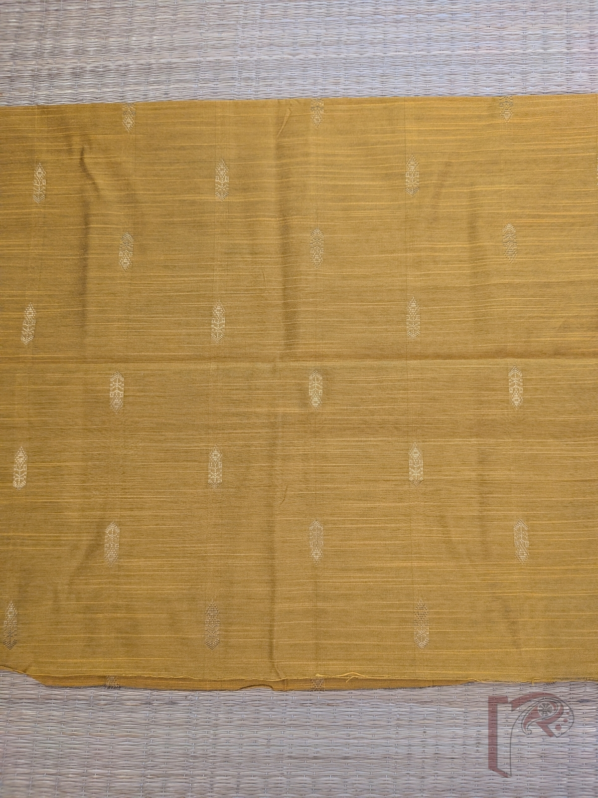Mustard Yellow Raw Silk Blouse Piece with Gold Arrow Thread Motifs - Image 3