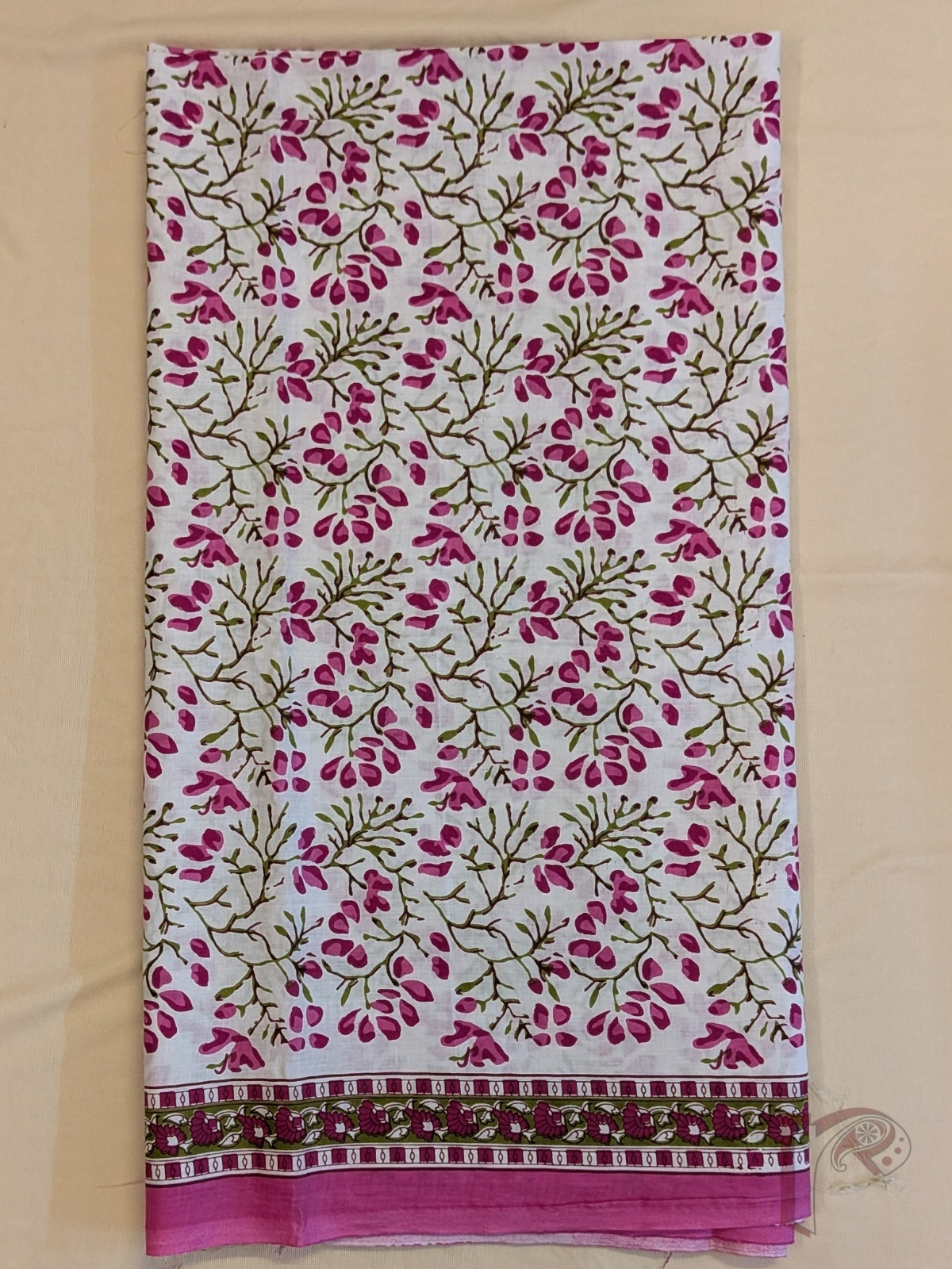 Suit stories - White Mul Cotton Sanganeri Hand Block Printed Suit with Floral Spray Jaal - Image 3