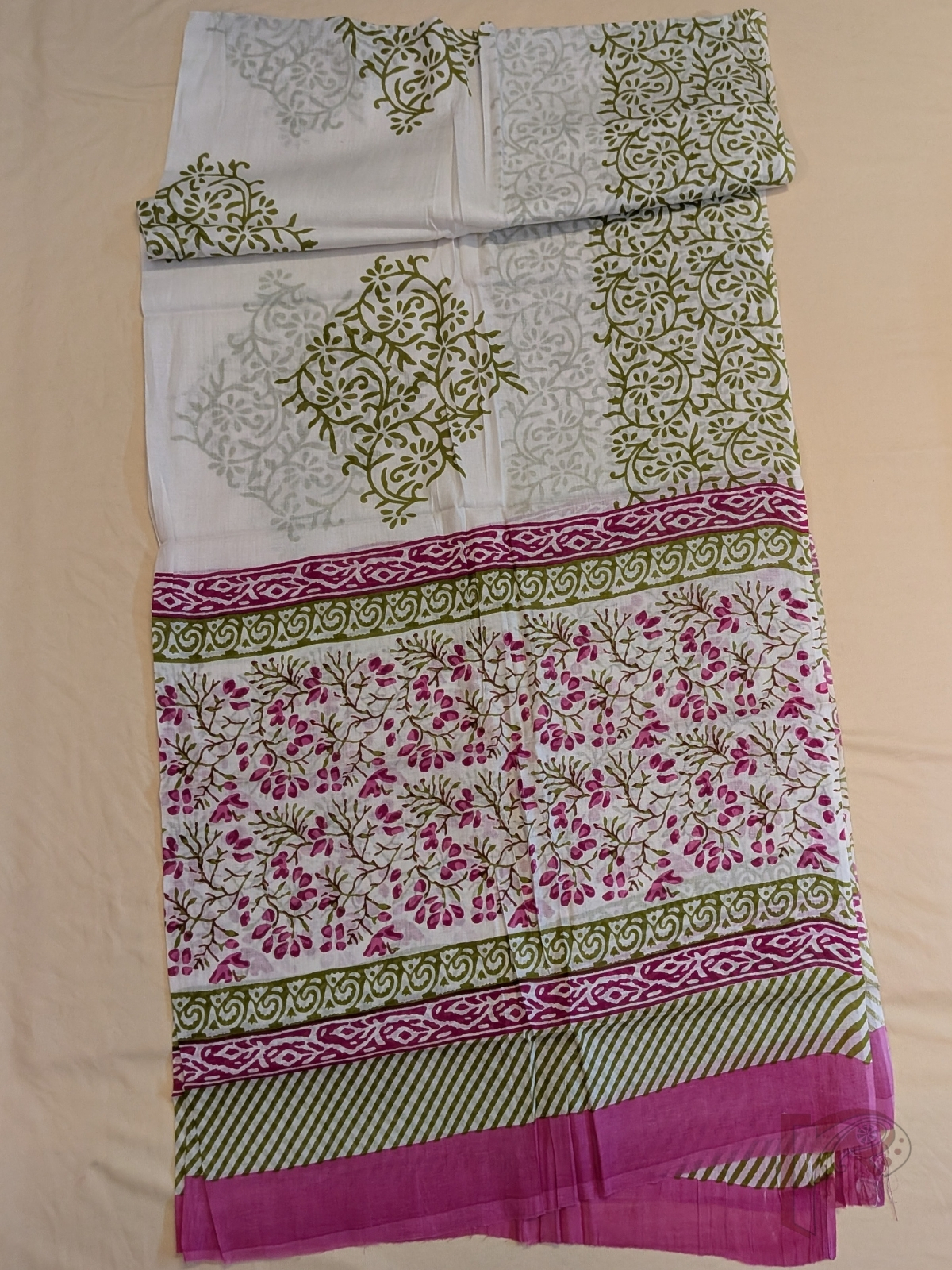 Suit stories - White Mul Cotton Sanganeri Hand Block Printed Suit with Floral Spray Jaal - Image 5