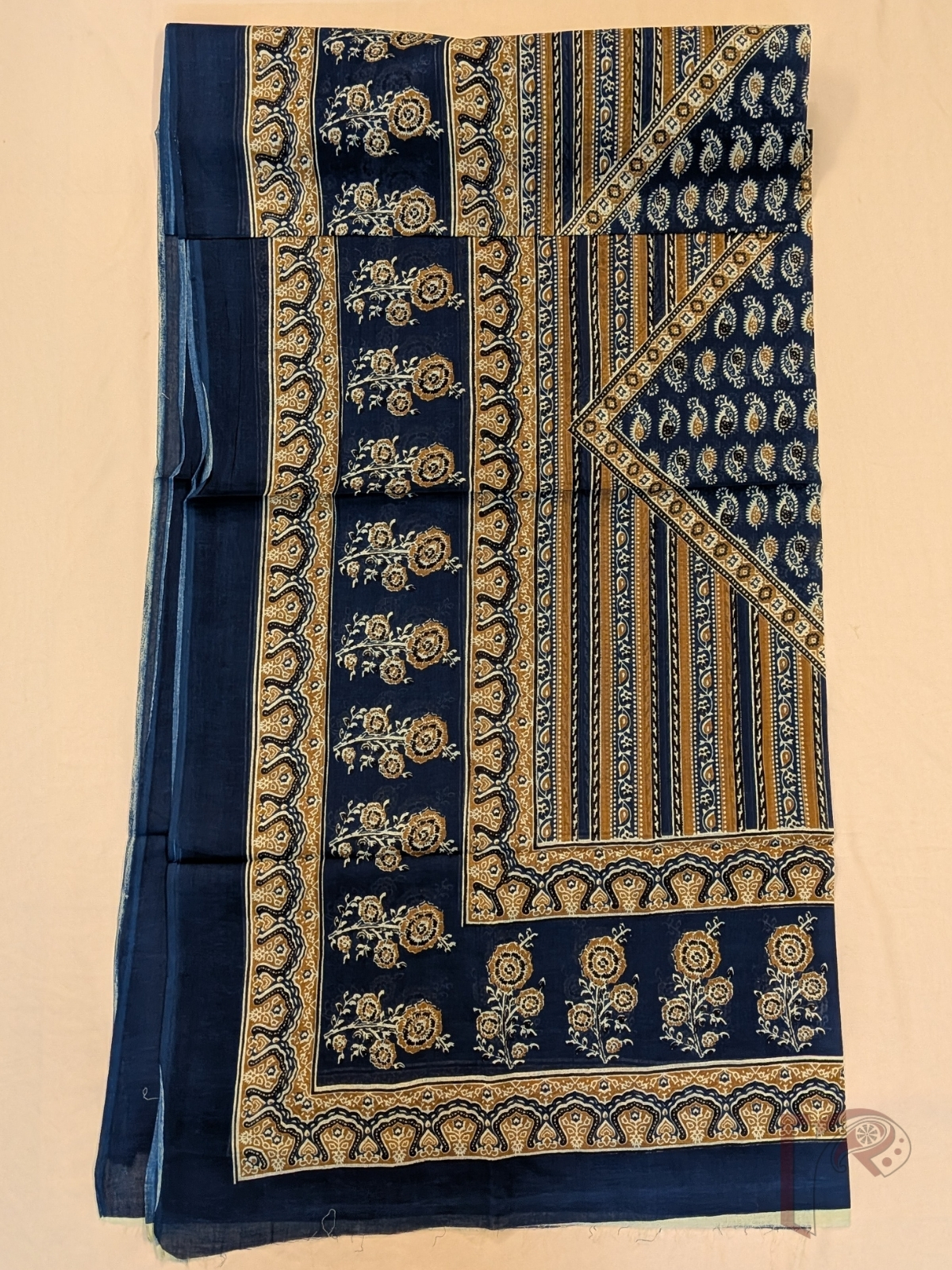 Suit stories - Navy Blue Mul Cotton Sanganeri Hand Block Printed Suit Set with Kairi Leaf Jaal - Image 5