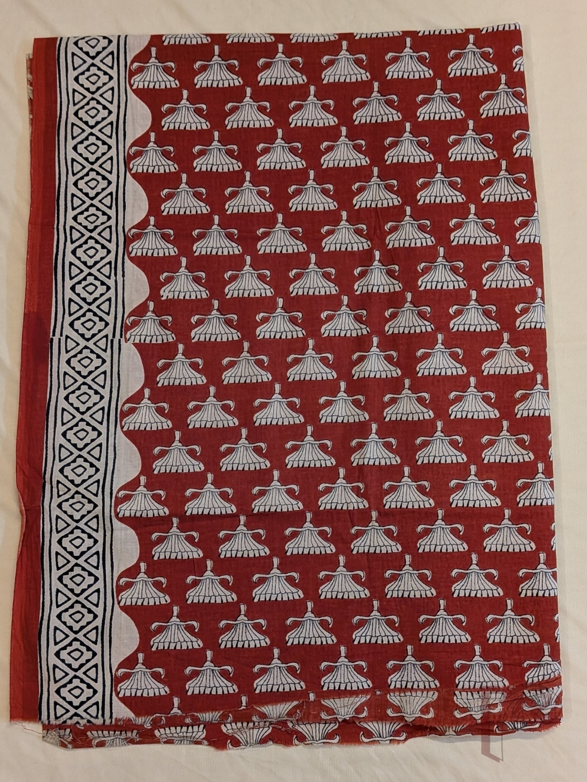 Suit stories - Rust Orange Mul Cotton Sanganeri Hand Block Printed Suit Set with Fan Floral Motifs - Image 3