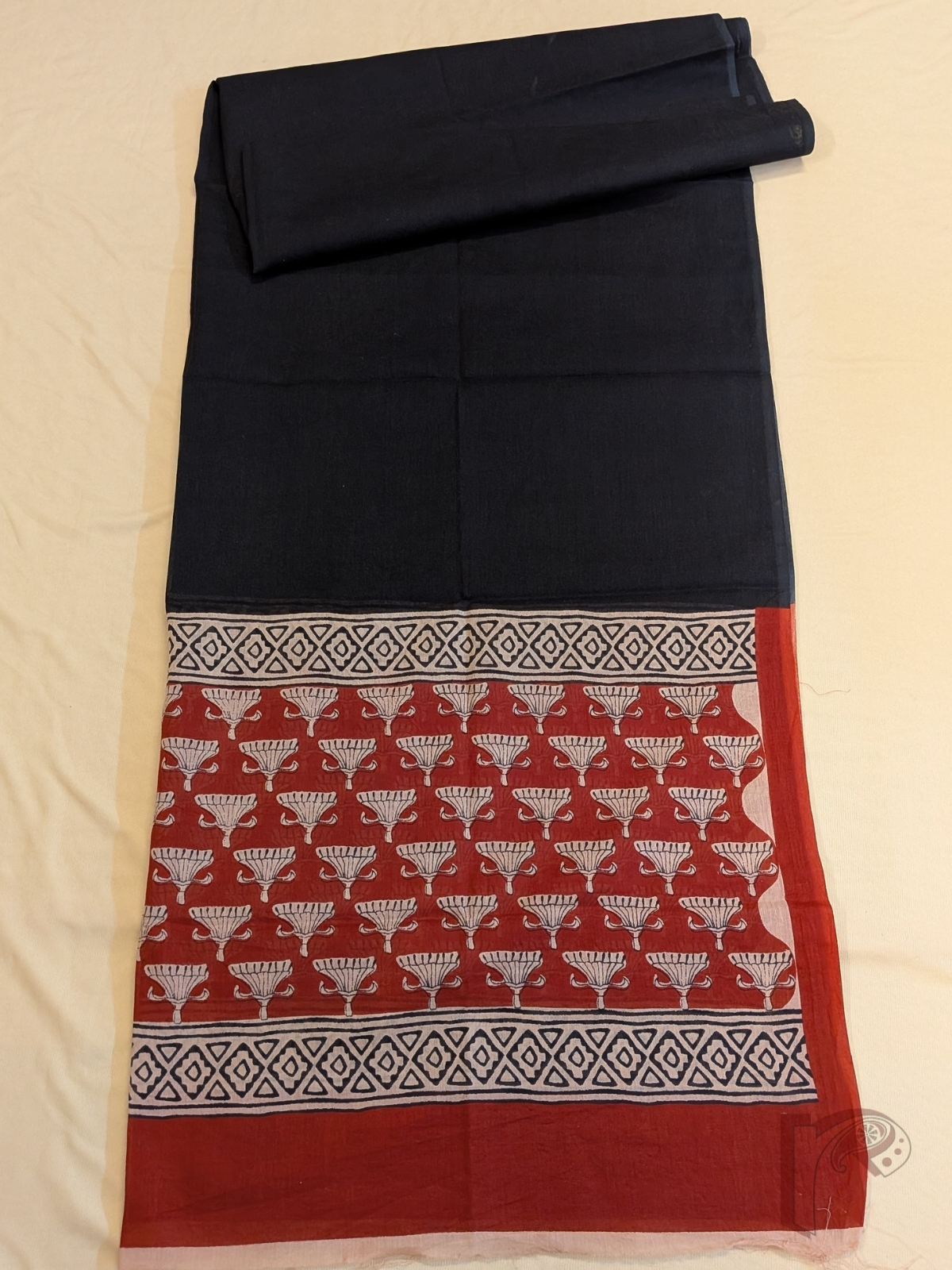 Suit stories - Rust Orange Mul Cotton Sanganeri Hand Block Printed Suit Set with Fan Floral Motifs - Image 5