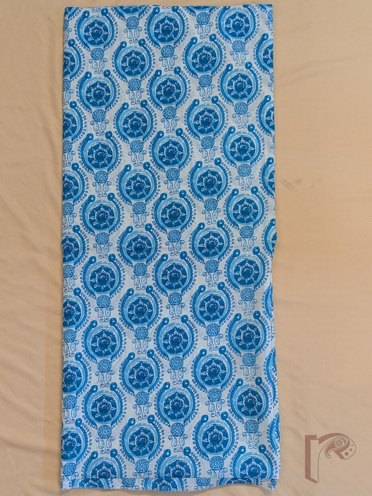 Suit stories - White Mul Cotton Hand Block Printed Suit Set with Blue Large Buta - Image 4