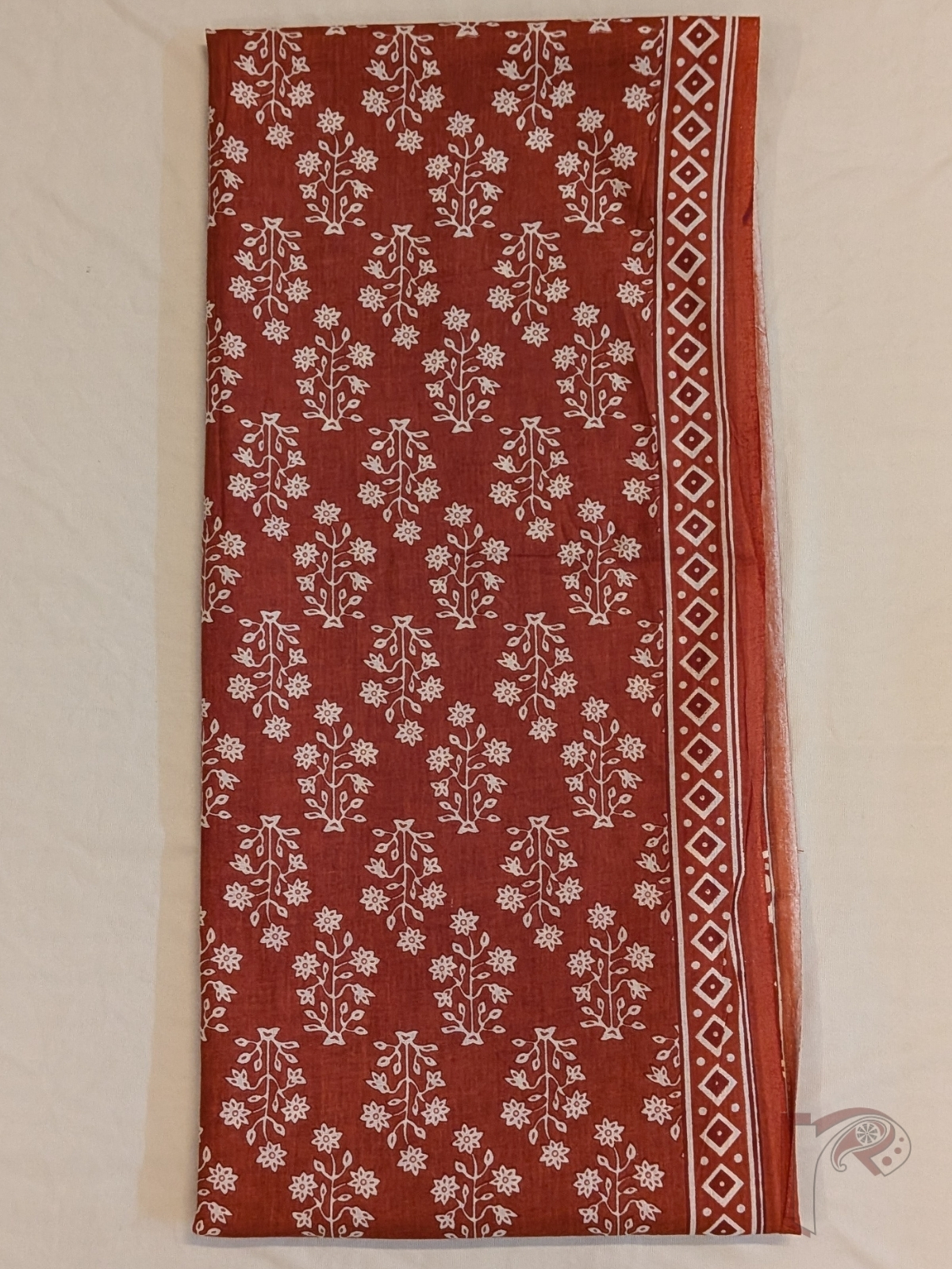 Suit stories - Rust Orange Mul Cotton Hand Block Printed Suit Set with Floral Buta - Image 3