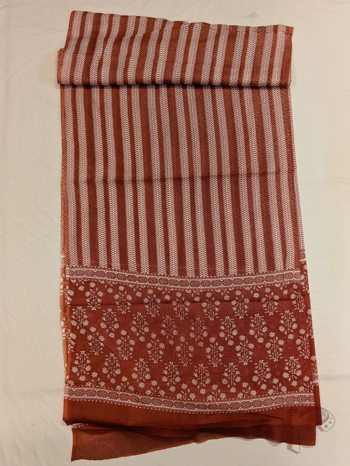 Suit stories - Rust Orange Mul Cotton Hand Block Printed Suit Set with Floral Buta - Image 5