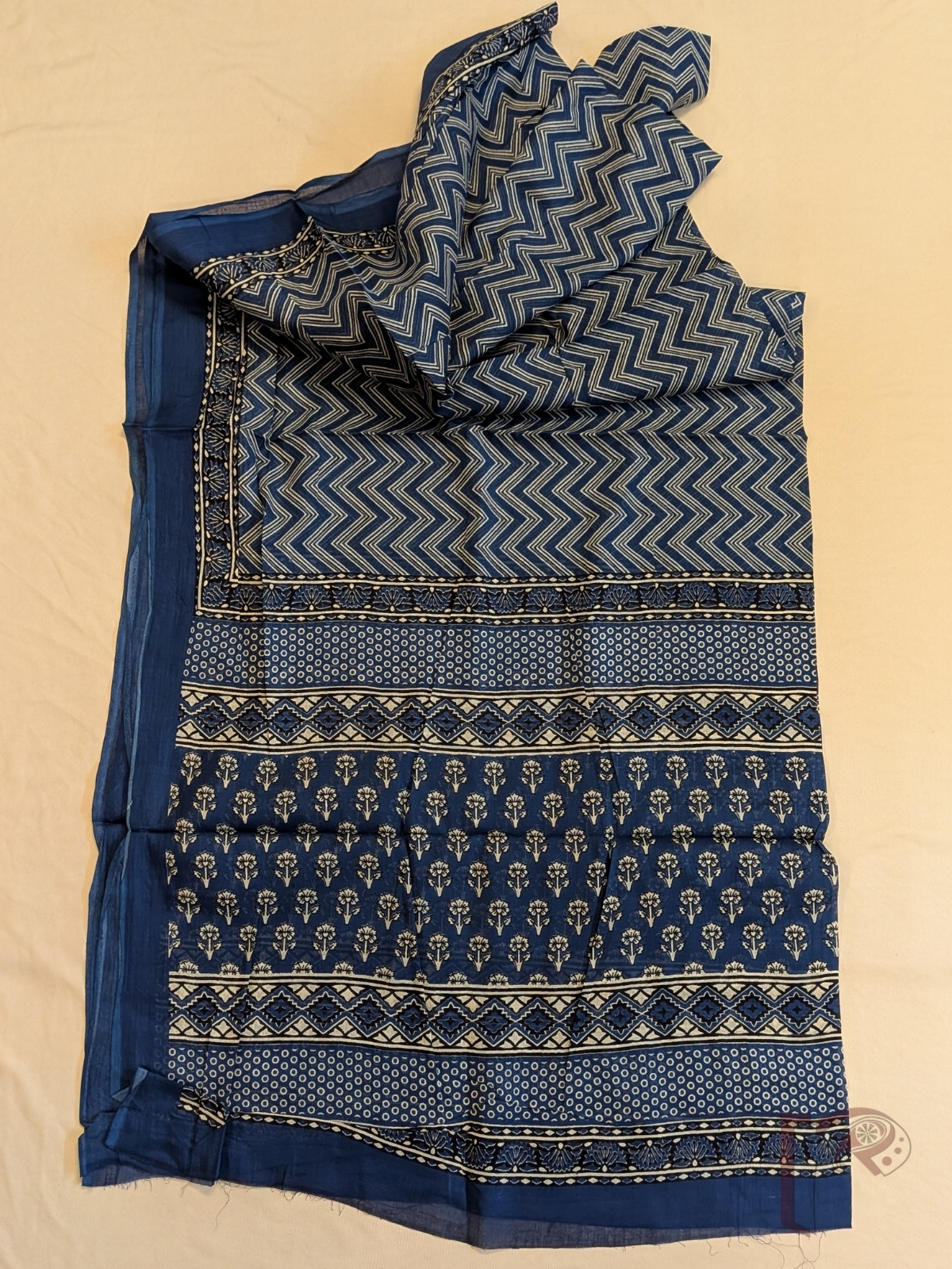 Suit stories - Indigo Blue Mul Cotton Hand Block Printed Suit Set with Floral Bootis - Image 5