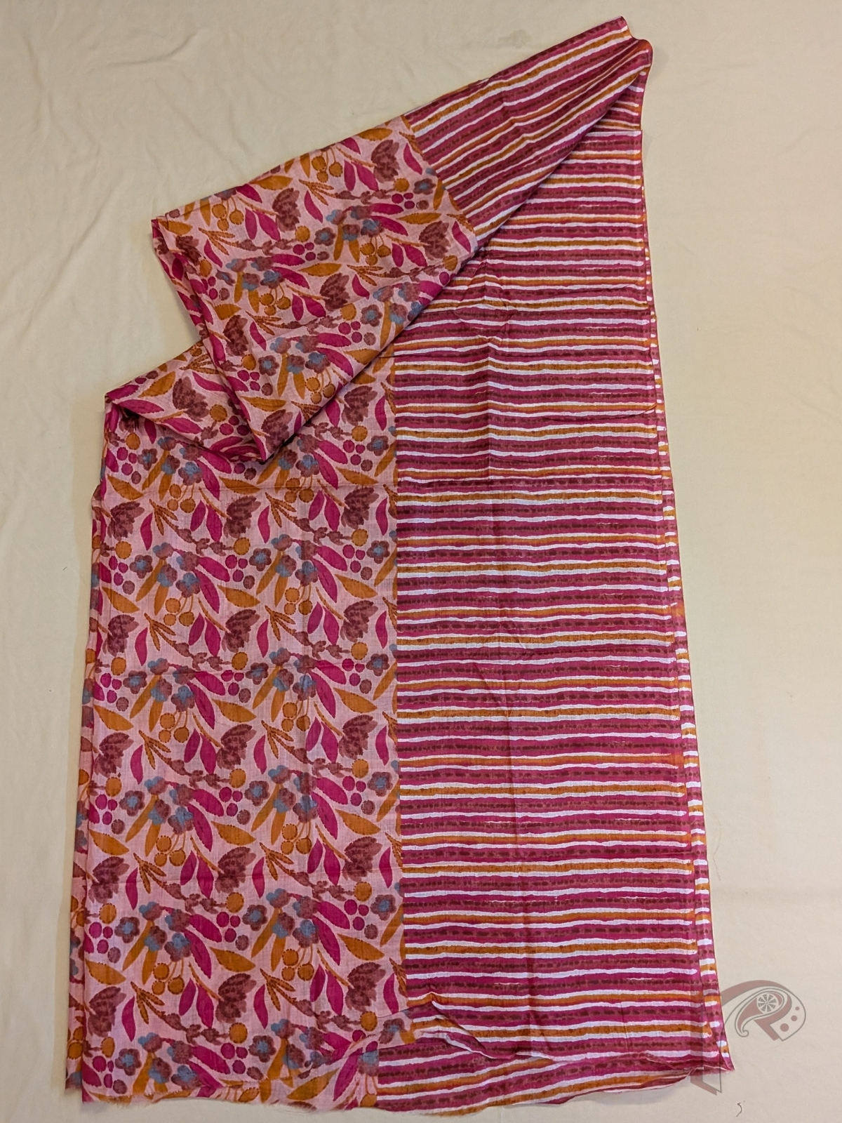 Suit stories - Candy Pink Mul Cotton Hand Block Printed Suit Set with Garden Florals - Image 5