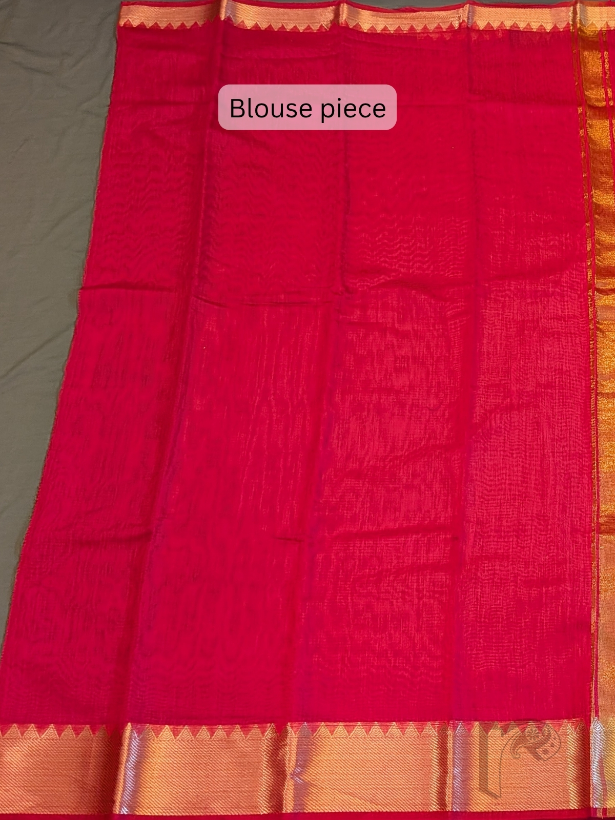Mangalgiri Moods – Pink Mangalgiri Cotton Silk Saree with Gold Temple Motif Border and Striped Pallu - Image 9