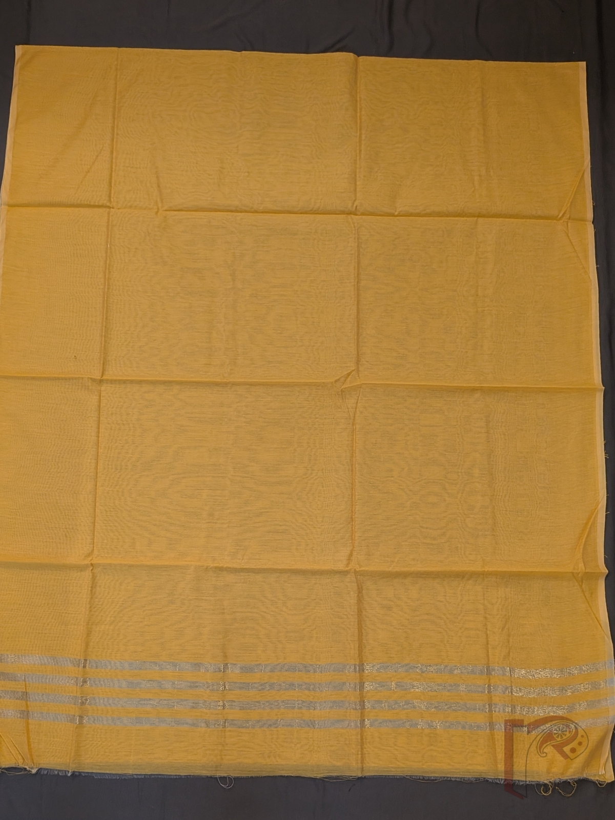 Suit Stories – Orange Suit Material with Parallel Gold Zari Border - Image 2