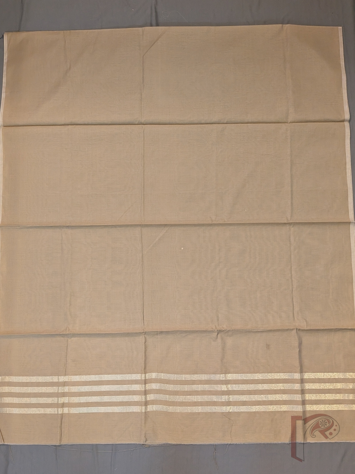 Suit Stories – Light Brown Suit Material with Gold Zari Border - Image 2