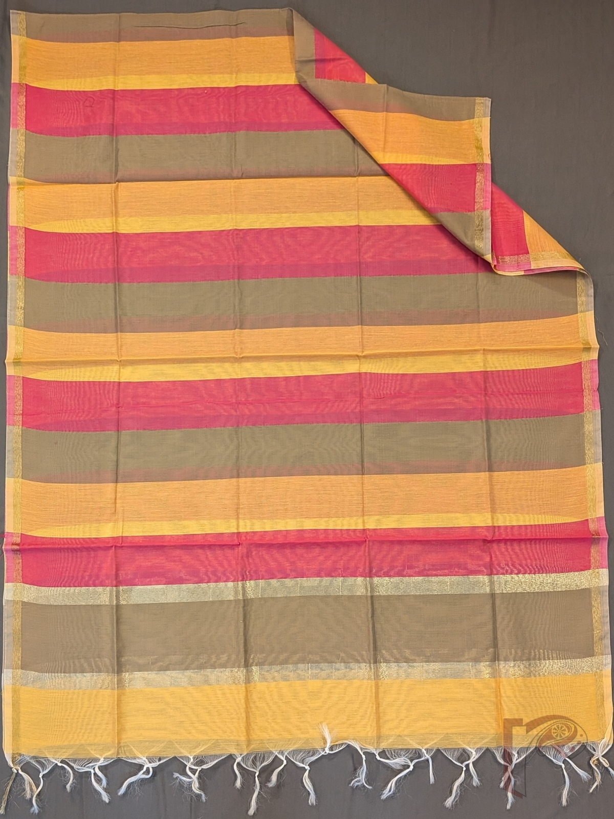 Suit Stories – Light Brown Suit Material with Gold Zari Border - Image 4