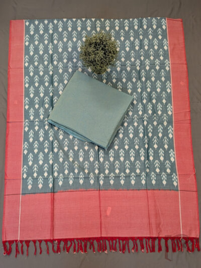 Suit Stories – Light Ocean Green Handloom Cotton Top with Dark Ocean Green Mercerized Ikat Dupatta
