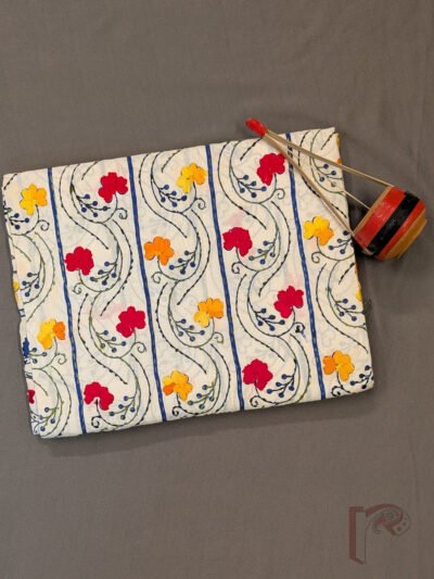Off White Multicolour Floral Vine Cotton Kurta Material