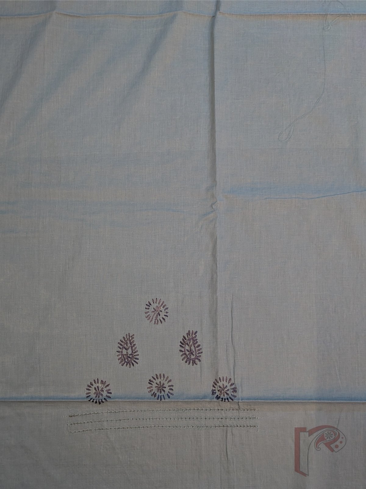 Suit stories - Slate Blue Flex Cotton Suit Material with Grey Jal Work - Image 3