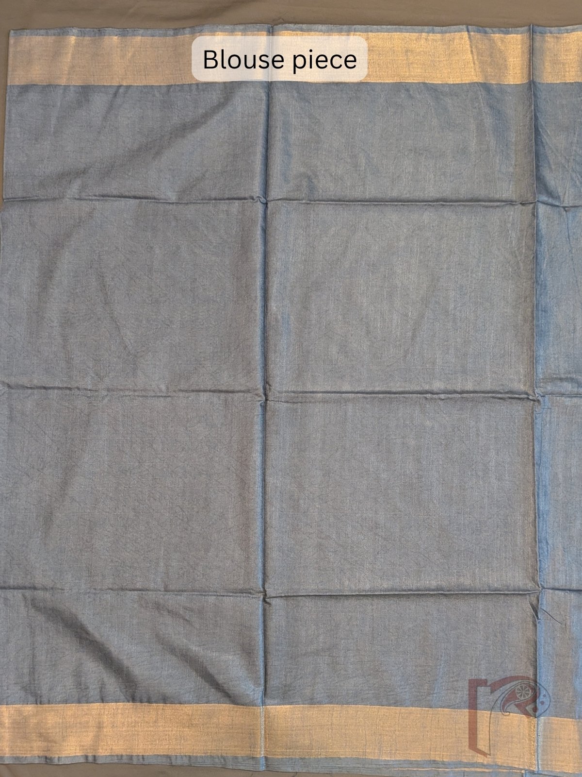 Katan Charm: Elegant Grey Katan Silk Plain Saree with 3-Inch Gold Zari Border and Minimal Gold Line - Image 8